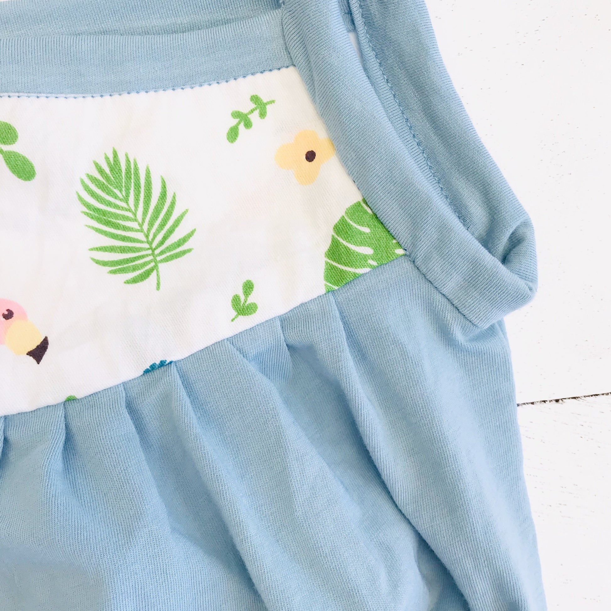 Lily Playsuit in Tropical Feast and Light Blue Stretch - Lil' Tati