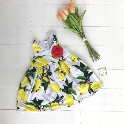 Iris Dress in Very Lemon Print - Lil' Tati